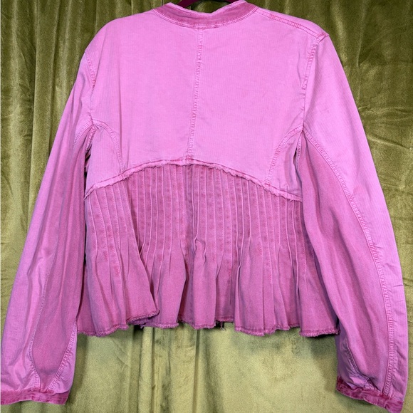 Free People Military Style Cassidy Denim Jacket in Petal. Size XL. Retail $168 - Picture 5 of 16